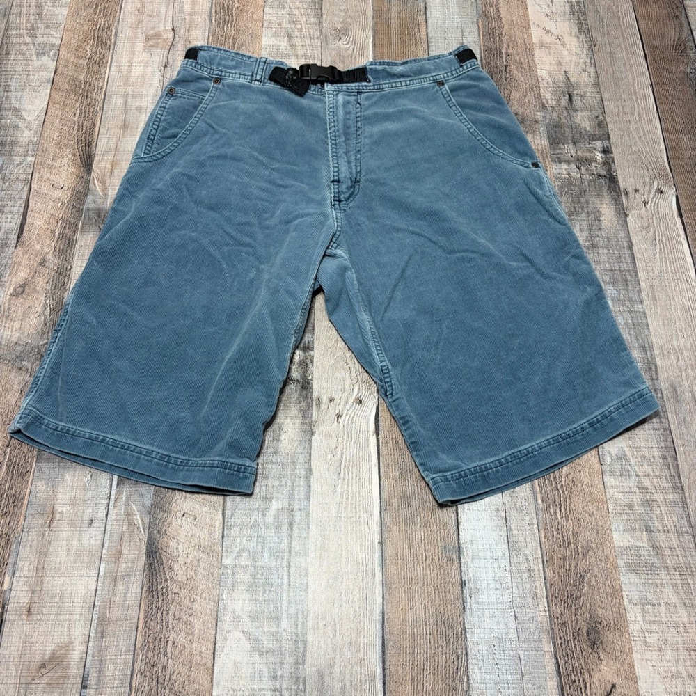 Prana Corduroy Shorts Mens MD Blue Belted Hiking Climbing Gorpcore Utility